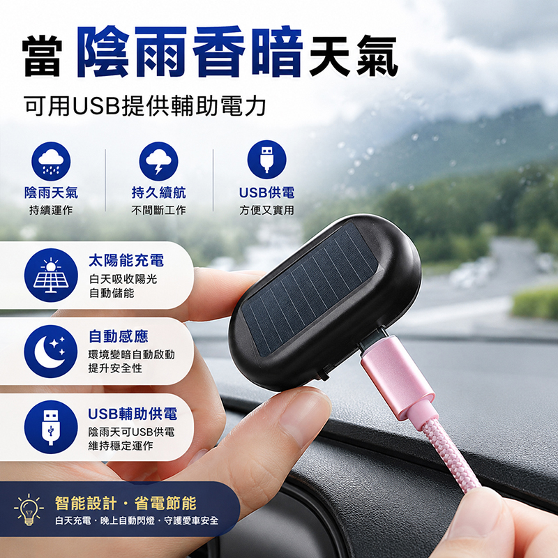 【免運+贈品】太陽能LED防盜警示閃燈 【同色二入組】, , large
