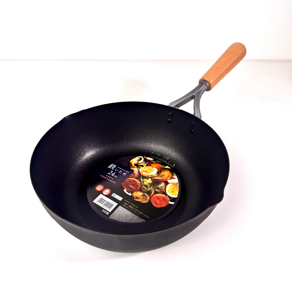 [下村企販]24cm 纖維壓紋深炒鐵鍋｜IH爐適用, , large