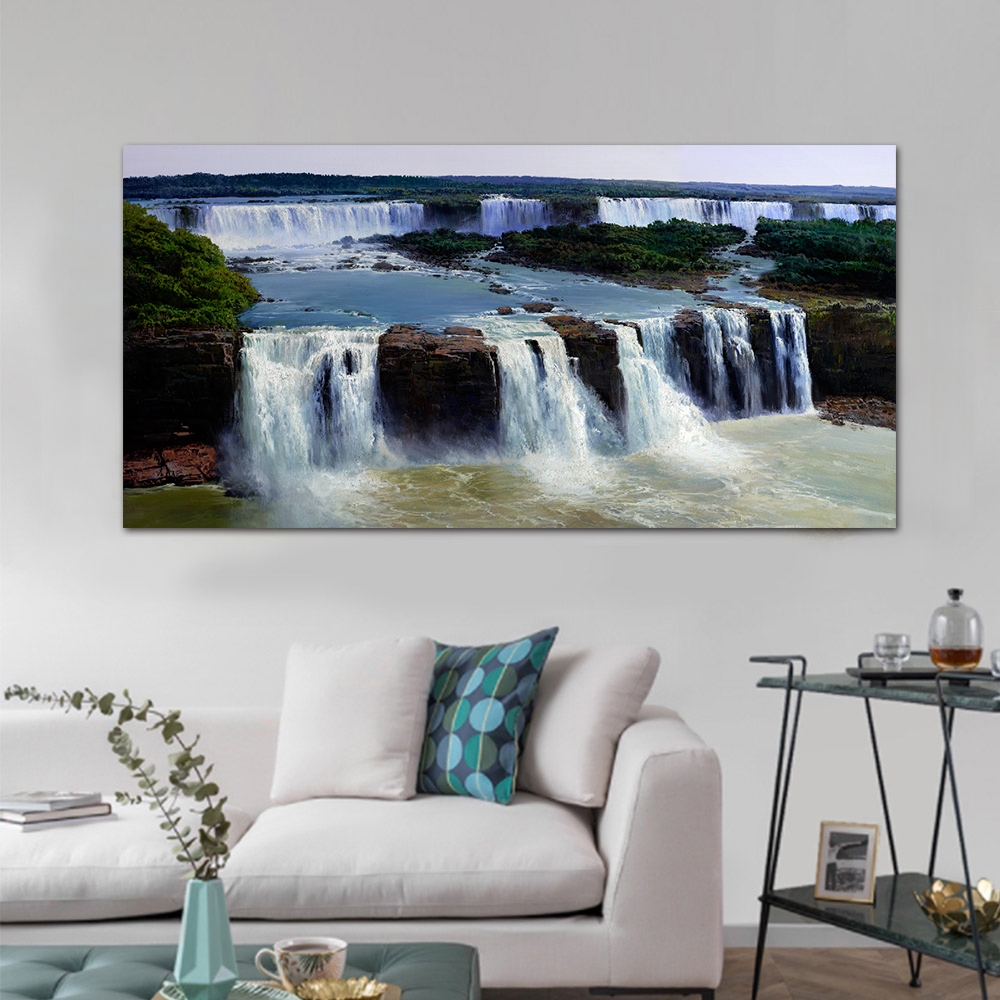 【御畫房】天瀑之二 國家一級畫師手繪油畫60&times;120cm(VF-148), , large