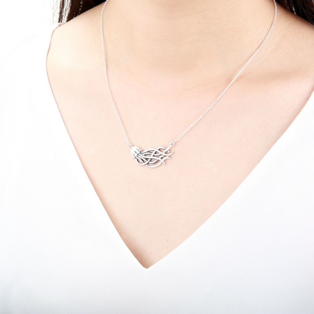 【Angel & Me】Jellyfish s925 sterling silver necklace Birthday Valentine Day gift, , large
