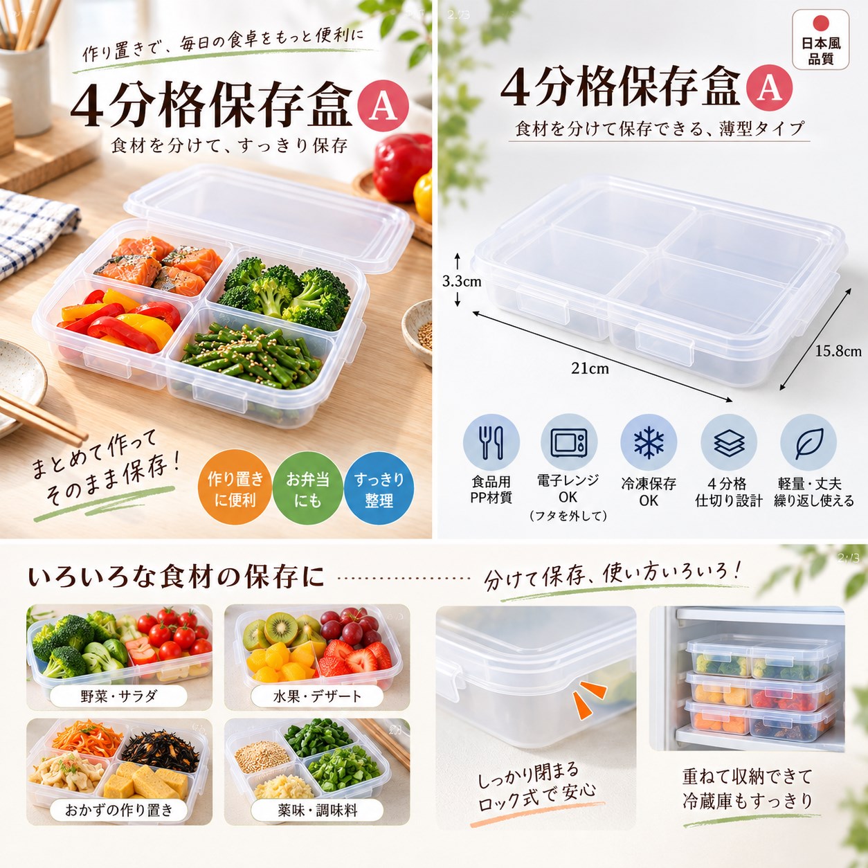 【HIYASU日安工坊】4分格保存盒A, , large