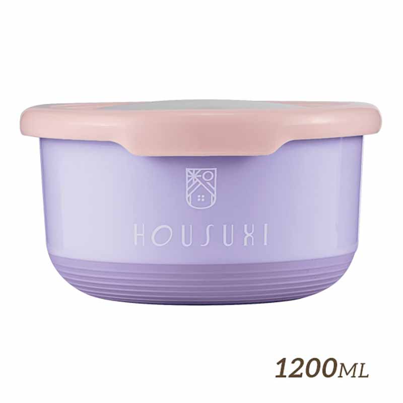 『HOUSUXI‧舒希』不鏽鋼雙層隔熱碗 &ndash; 粉紫1200ml, , large