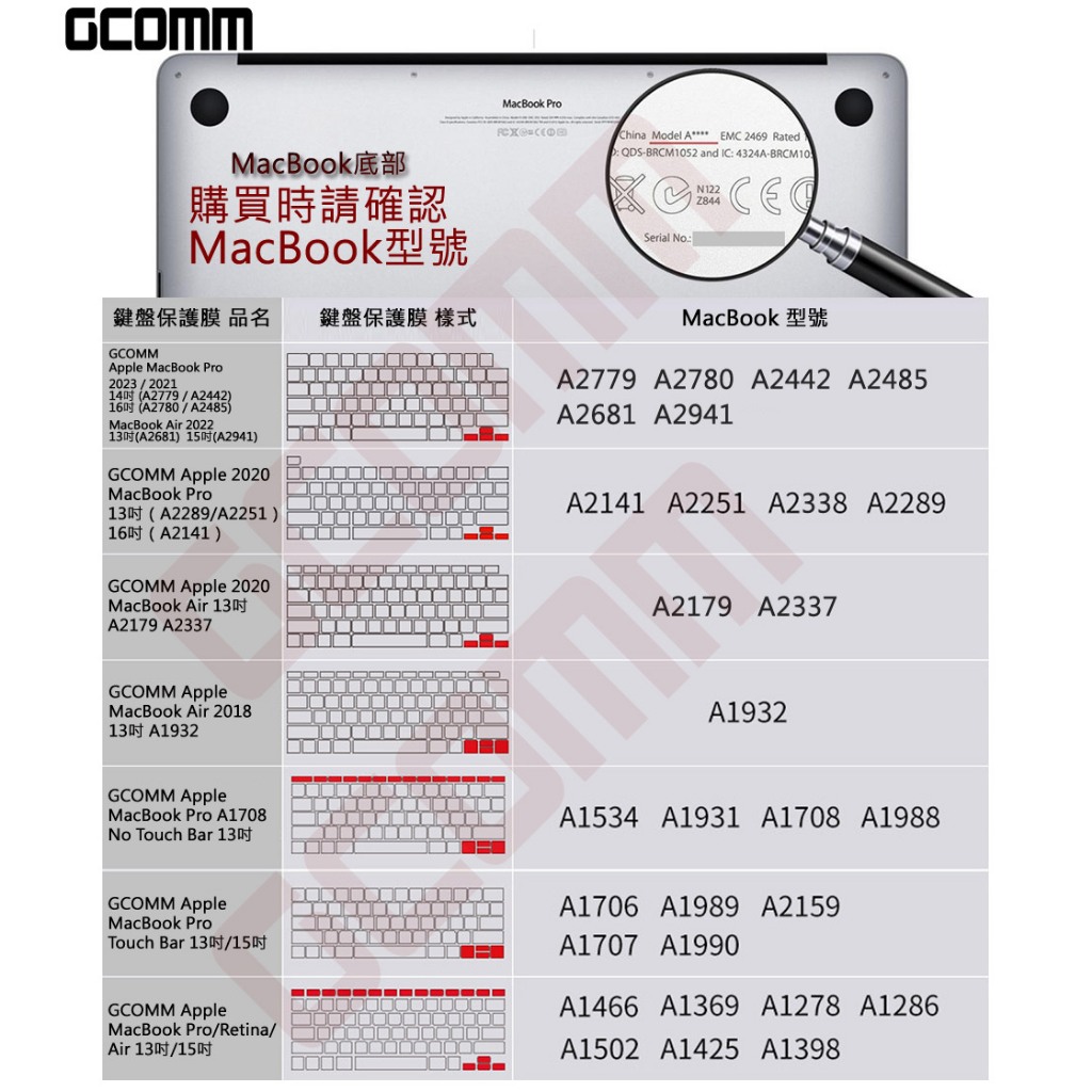 GCOMM Apple MacBook Air 2018 13吋 A1932 鍵盤保護膜, , large