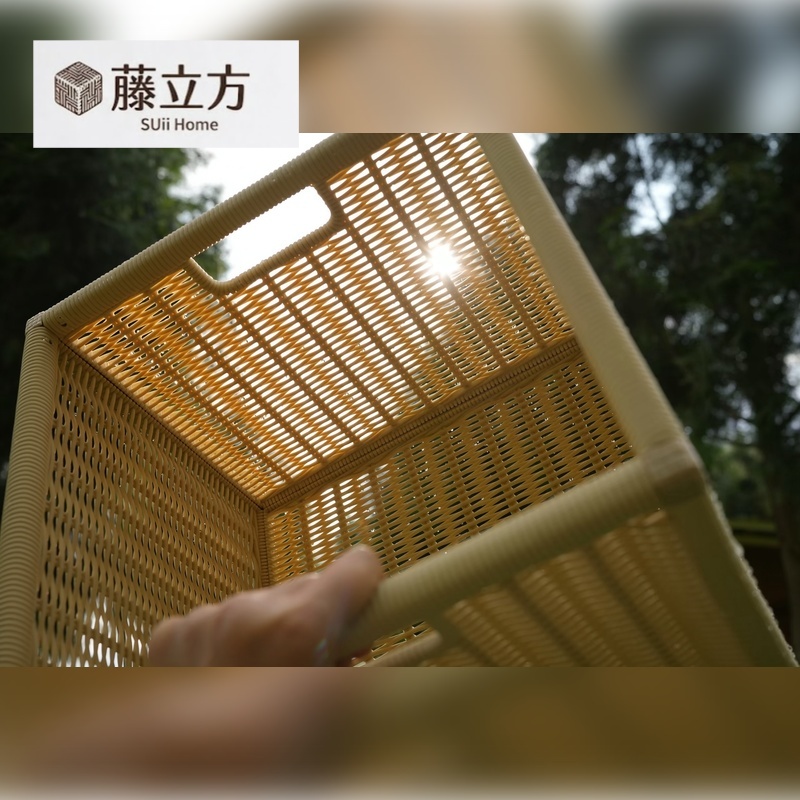[藤立方] 編織風收納籃/M號/33x30.5x24.5cm-三色可選, , large
