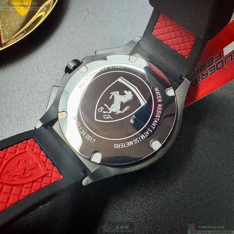 [星晴錶業]FERRARI手錶,46mm,FE00110黑色錶面黑錶殼深黑色精鋼錶帶款, , large