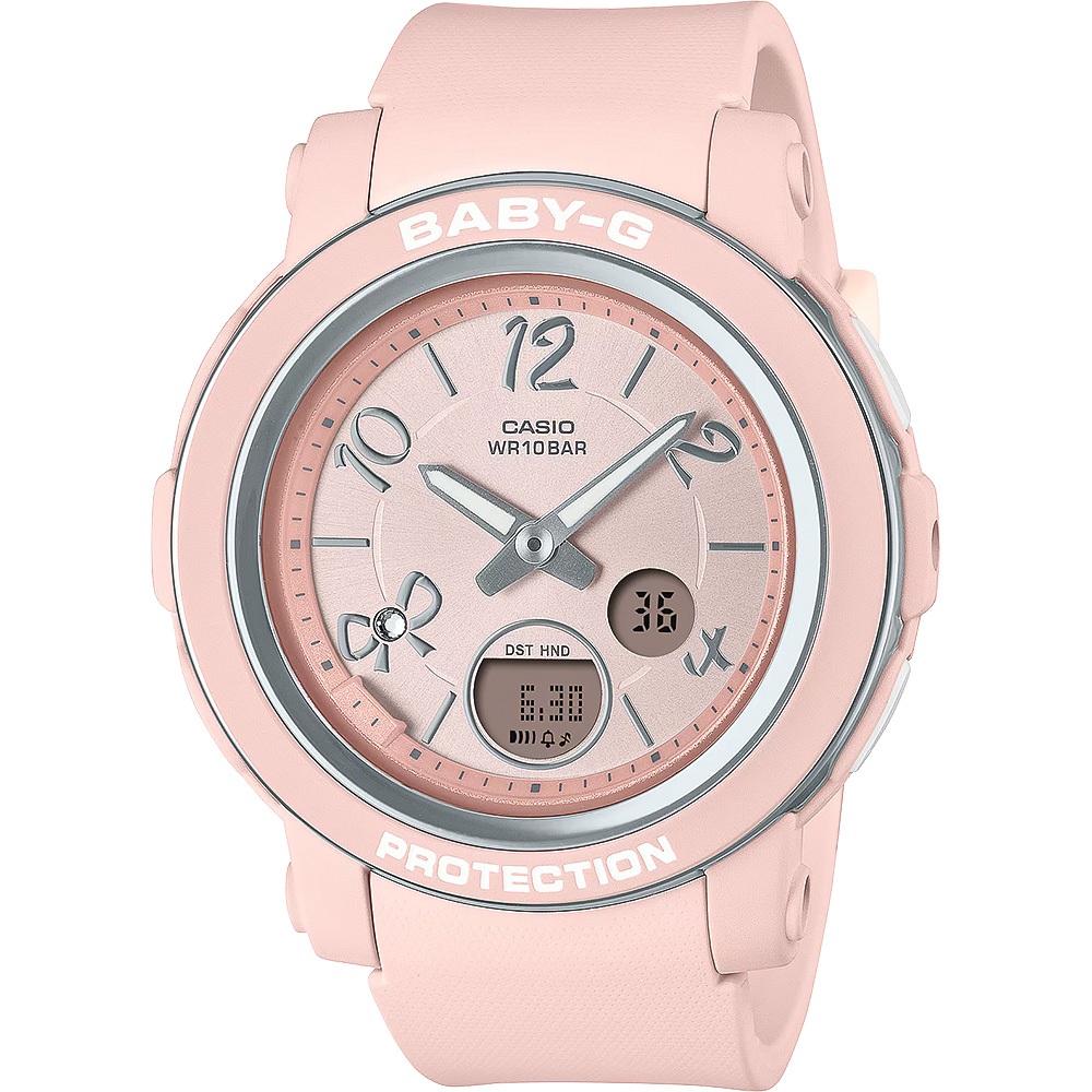 CASIO 卡西歐 BABY-G 緞帶雙顯女錶-粉色 BGA-290RA-4A, , large