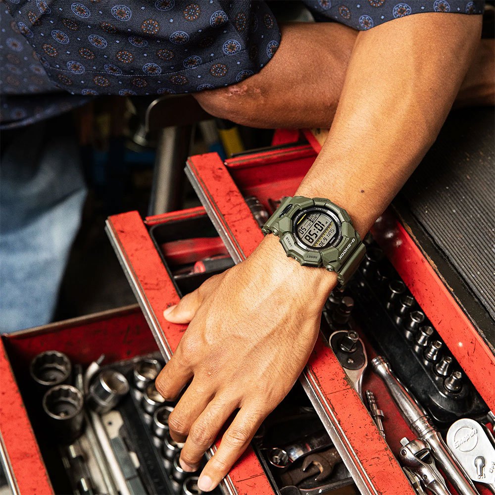 CASIO 卡西歐 G-SHOCK 軍綠色10年電力 大螢幕電子錶 學生錶 GD-010-3, , large