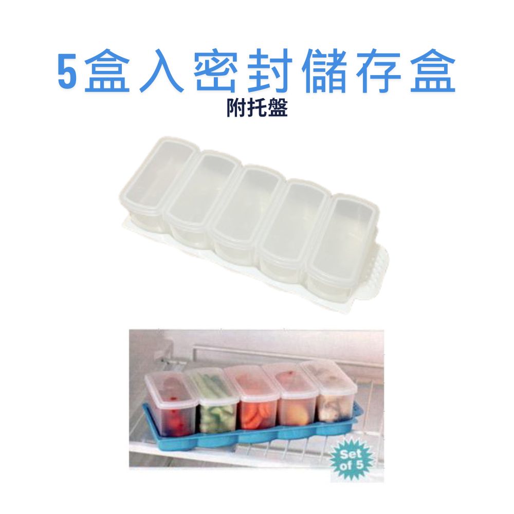 GS MALL 台灣製造 一組5入 密封儲存盒 收納盤 保鮮盒 密封盒 分裝盒 食物盒 收納盒 儲存盒 密封收納盒, , large