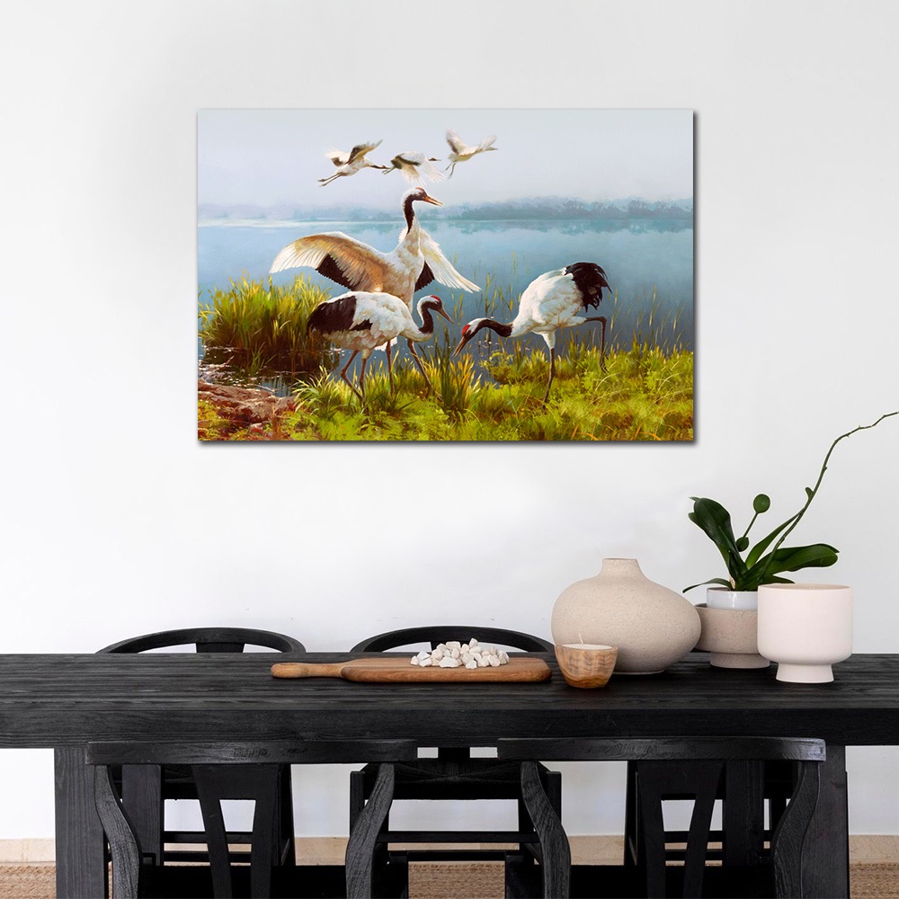 【御畫房】鶴舞 國家一級畫師手繪油畫60&times;90cm(VF-13), , large