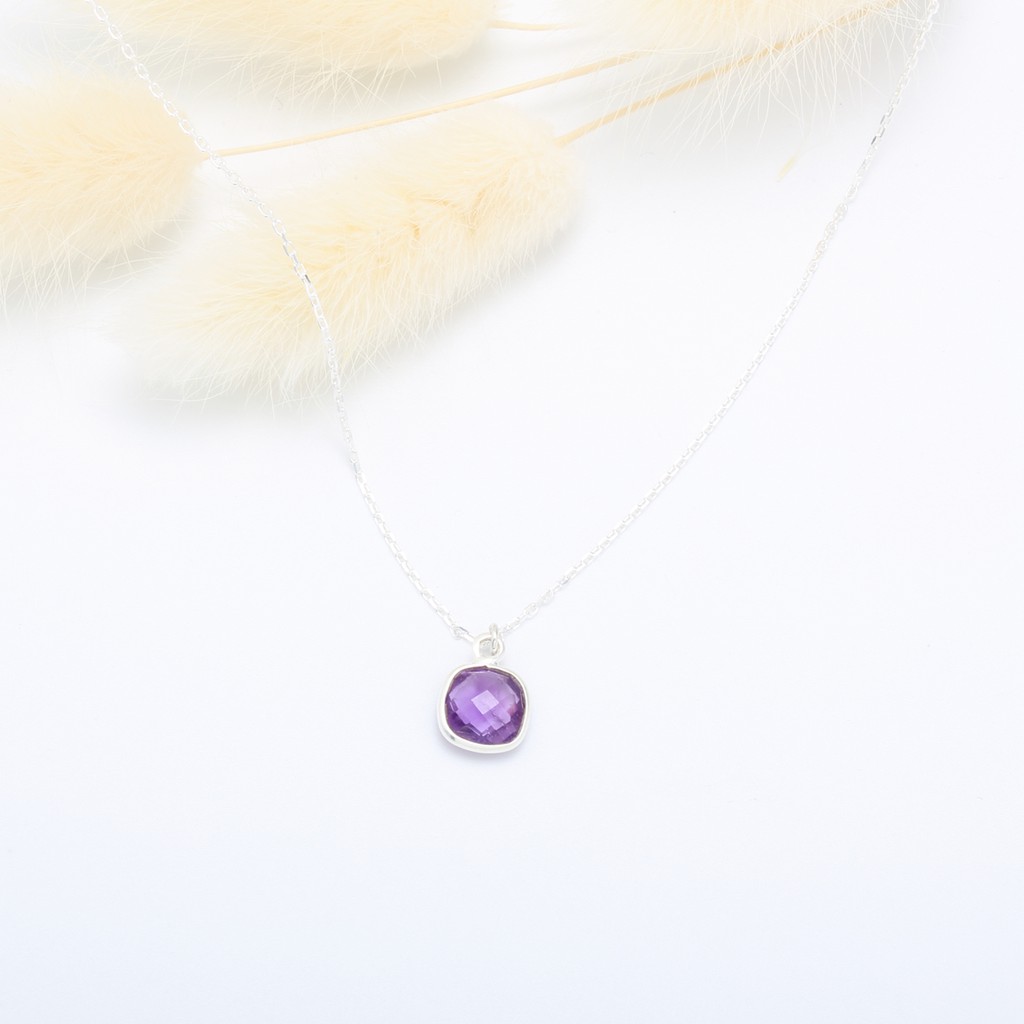 【Angel & Me】Amethyst square s925 sterling silver necklace Valentine Day gift, , large