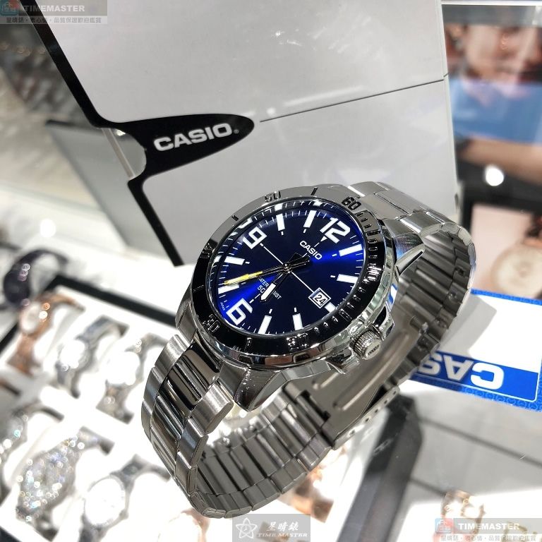 [星晴錶業]CASIO手錶,44mm,CA56833寶藍色錶面銀錶殼銀色精鋼錶帶款, , large