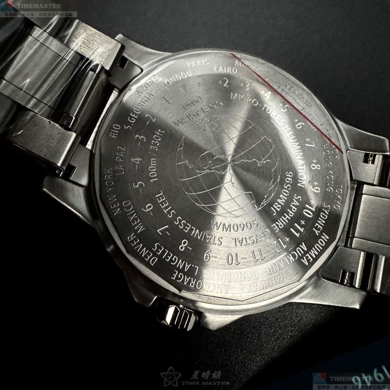 [星晴錶業]WAKMANN手錶,46mm,WA00042黑色錶面銀錶殼銀色精鋼錶帶款, , large