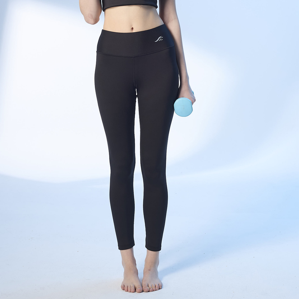 Made in Taiwan, high-waisted, tummy-control, amphibious, sporty, casual leggings for young women, pure black and slimming., , large
