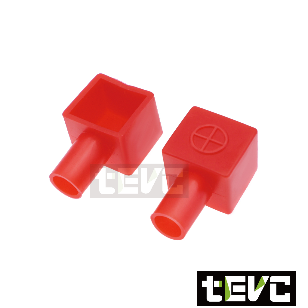 《tevc》BK005 電瓶保護 絕緣保護套 橡膠套 防塵蓋-紅，黑(一對), , large