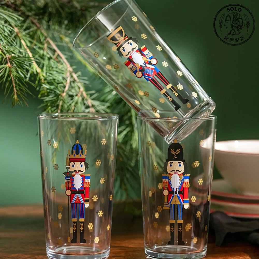 【SOLO Vintage】LCW Home 570ml Nutcracker Glass Cup Set of 3 Water Cup Juice Cup Made in Turkey, , large