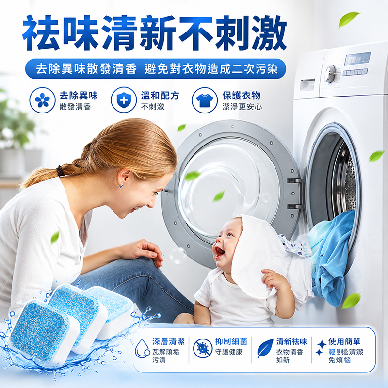 [翊承國際]【免運 + 贈品】SGS認證 洗衣機槽清潔錠 【30顆入/罐】, , large
