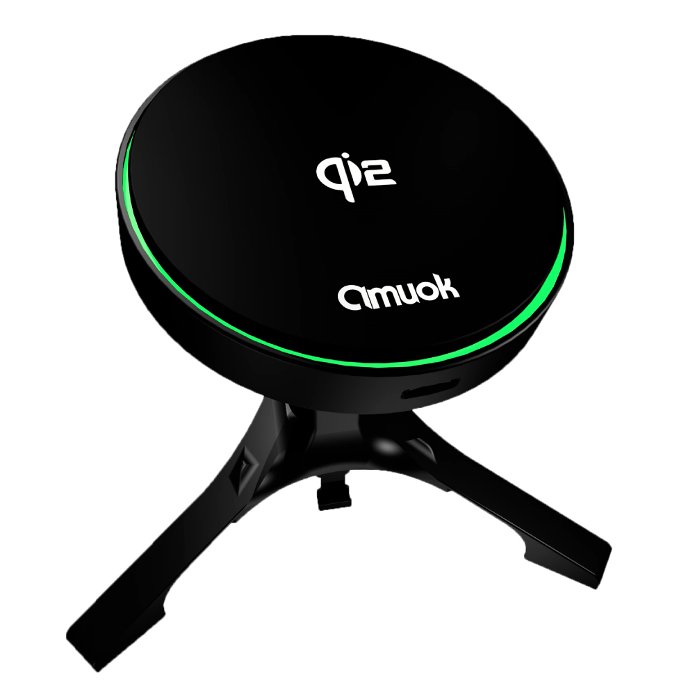 【amuok】Qi2極速磁吸無線充車載支架 「基本款」 支援MagSafe 車架 磁吸車充 無線車充, 黑色, large
