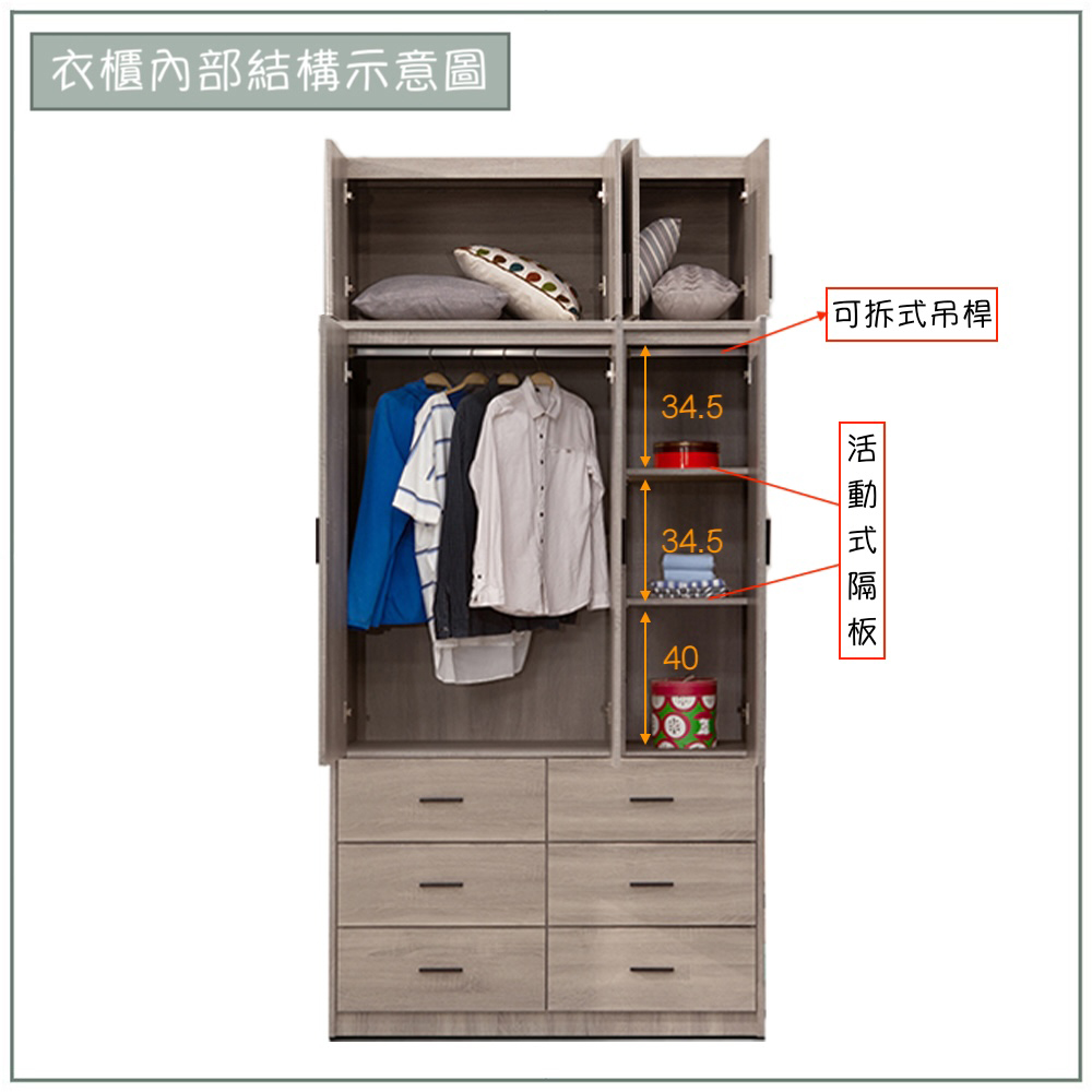 【唯熙傢俱】金柏莉灰橡色4x8.3尺衣櫃, , large