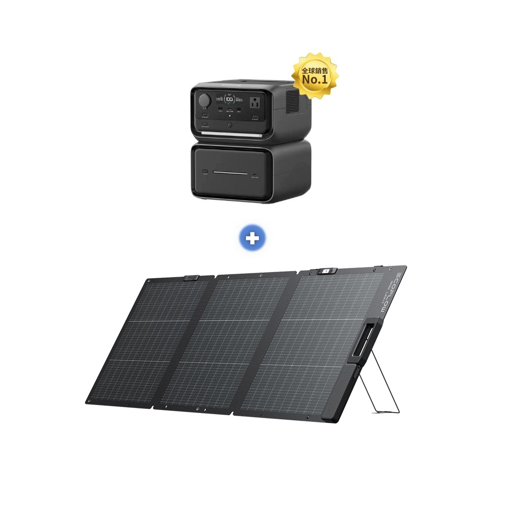 【固士特】EcoFlow RIVER 3 Max Plus 儲能電源組合 ( RIVER 3 Plus＋EB600 )＋ 160W XT60i 雙面輕量太陽能板加贈後背包, , large