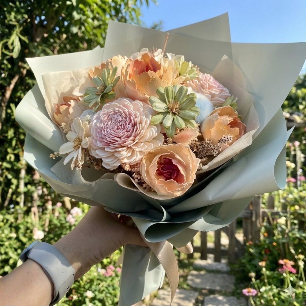蜜桃告白乾燥花束, , large