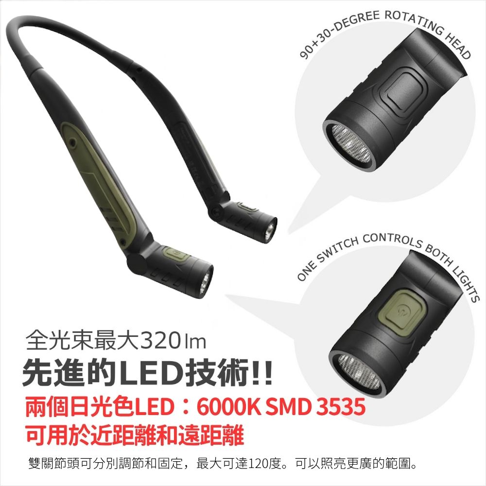日本【GOODGOODS 】HL-27K／HL-27K-G｜防眩光LED頸燈 充電式 高亮度 防水 防震 露營 工作 頸掛燈 戶外燈 可充電 閱讀燈 兩｜紅色/軍綠色, , large
