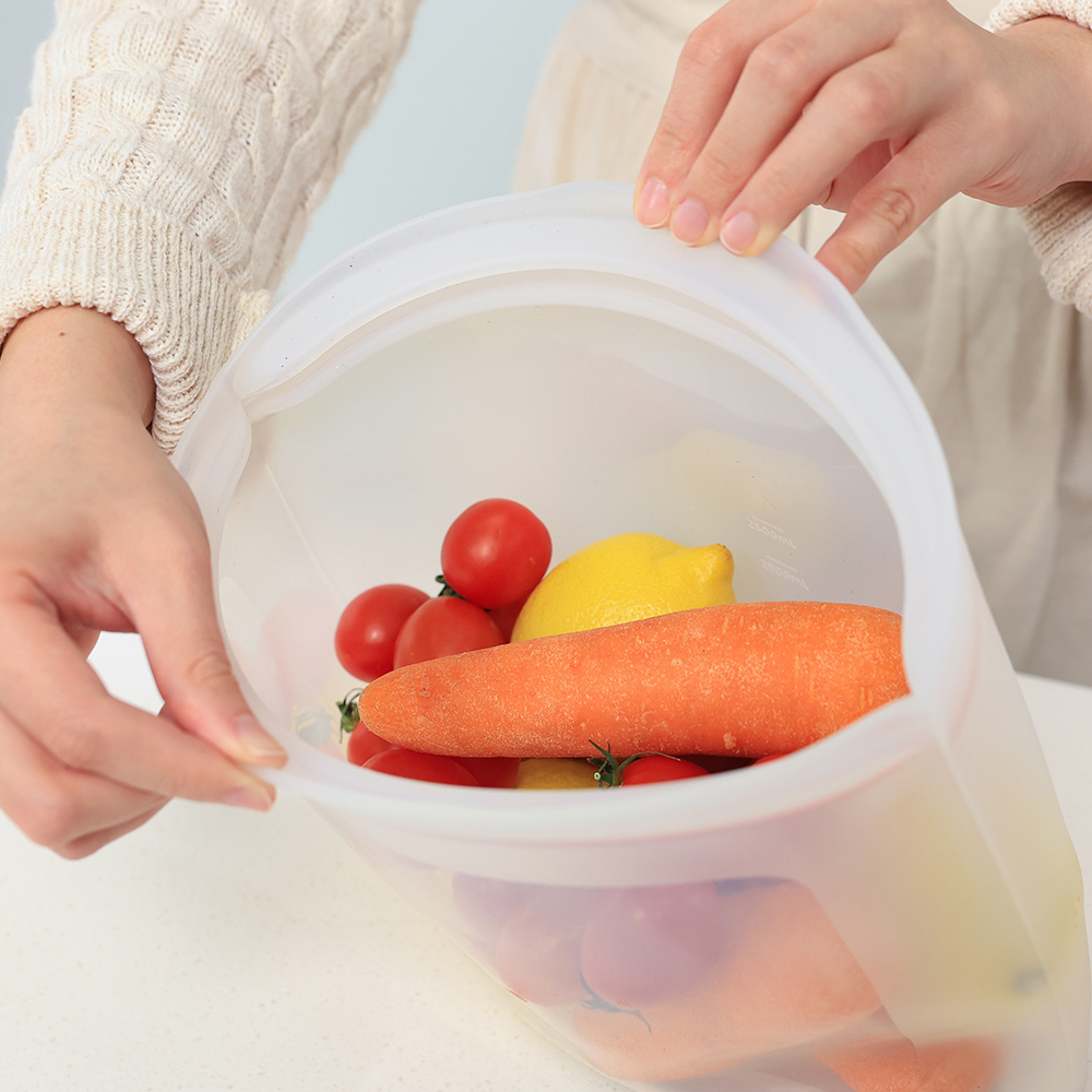 [Korean SiliPot] Platinum Silicone Food Storage Bag (XL) - 1 piece (Microwaveable, suitable for storing food, hot soup, fresh food, and fruit), , large