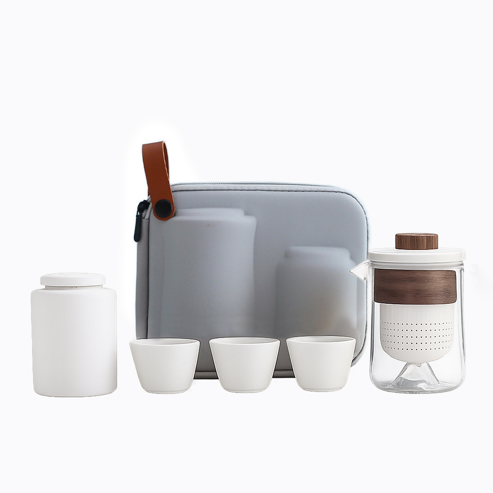 【禾統】 觀山禪意旅行茶具組  陶瓷泡茶套裝 便攜式茶具套裝 隨行茶具組 外出茶具 茶具組 茶壺組 茶水分離杯, , large