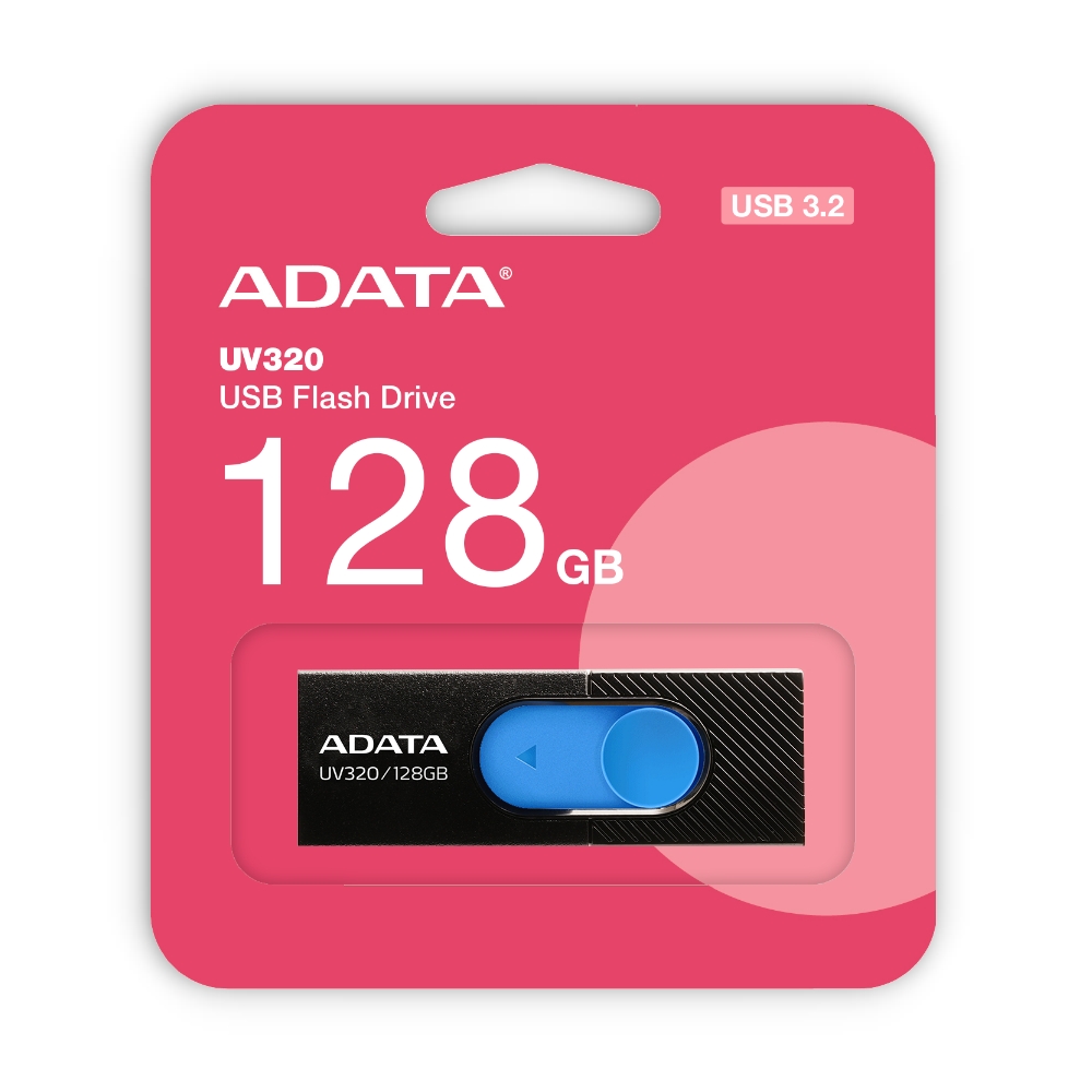 【ADATA 威剛】UV320 128G 黑色 USB 3.2 Gen 1 高速 隨身碟, , large