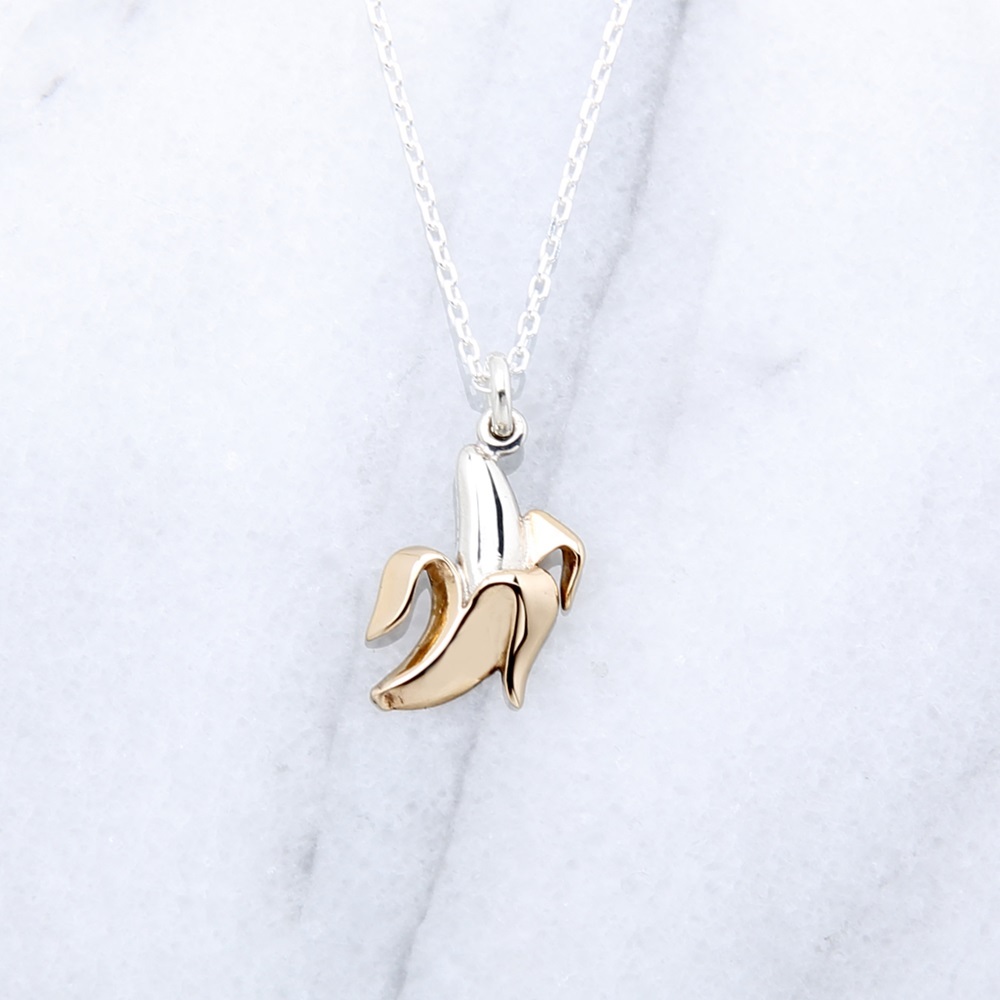 【Angel & Me】Banana s925 sterling silver necklace Birthday Halloween gift, , large