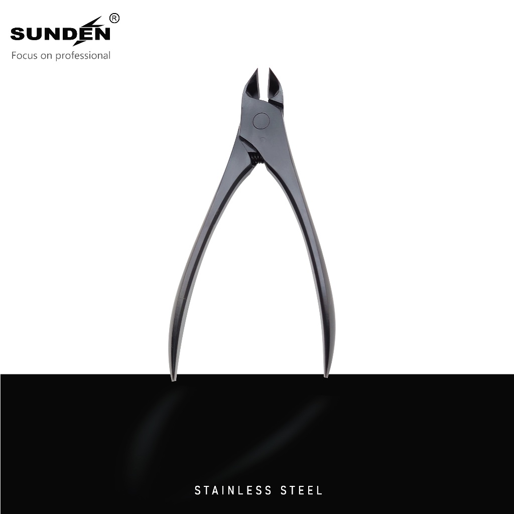 Precision Toenail Nipper for Thick & Ingrown Nails &ndash; Large Handle Stainless Steel Nail Cutter for Manicure & Pedicure, Ergonomic Design, Black, SUNDEN SD1819, , large
