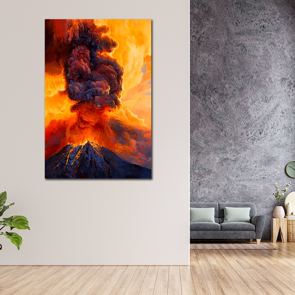 【御畫房】火山爆發 國家一級畫師手繪油畫60&times;90cm(VF-24), , large