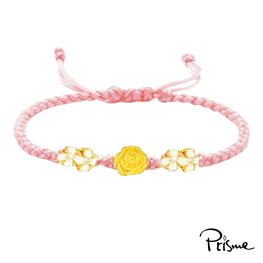 【Prisme Gold】黃金手鍊 玫瑰花 粉色編織手鍊 (金重：約0.02錢&plusmn;0.01), , large