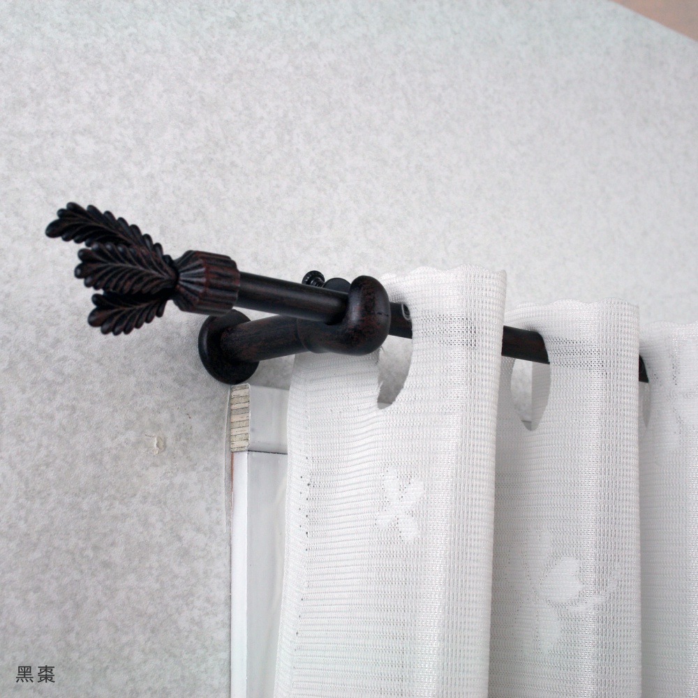 Mini Telescopic Curtain Rod &ndash; Mimosa Style Finials | 56-97 cm | &Oslash;9.8/7.8mm | Vintage European Style | For Small Windows & Doorways-Black, , large