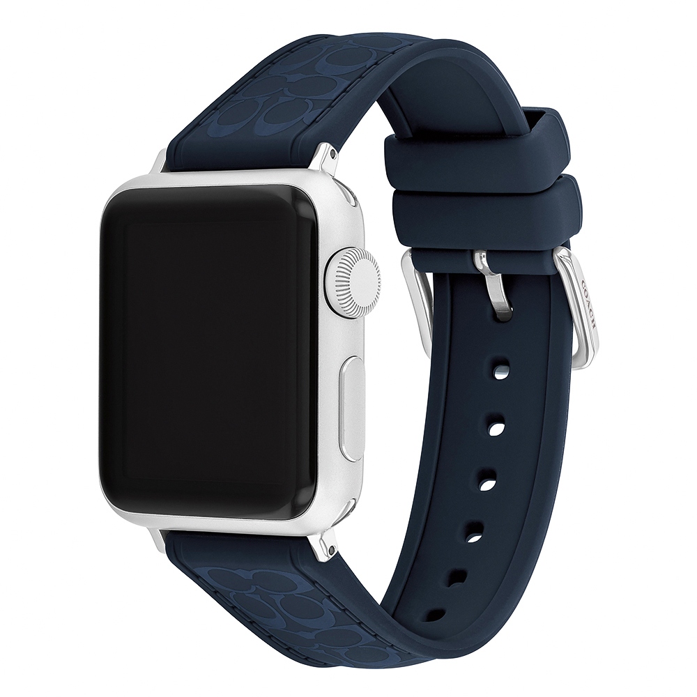 COACH Apple Watch 錶帶 38/40/41mm 適用 矽膠錶帶- 深藍色(不含手錶), , large