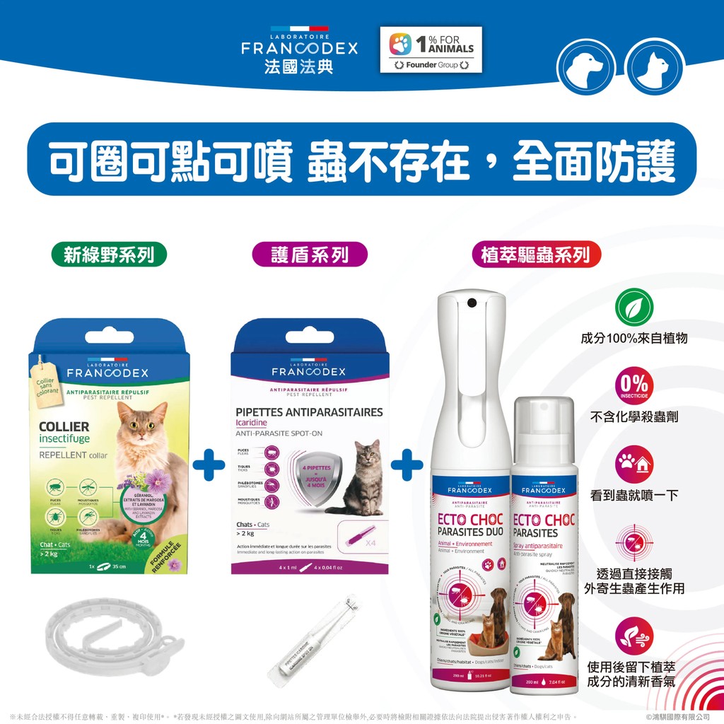 【PawHomie】法國法典Francodex 植萃寵物驅蟲噴劑-犬貓通用, , large