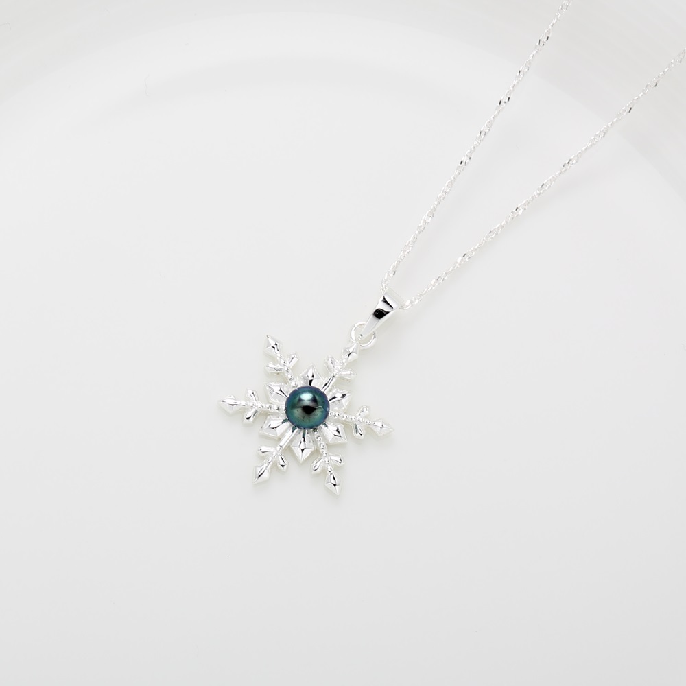 【Angel & Me】Snowflake Pearl s925 sterling silver necklace Birthday gift, , large