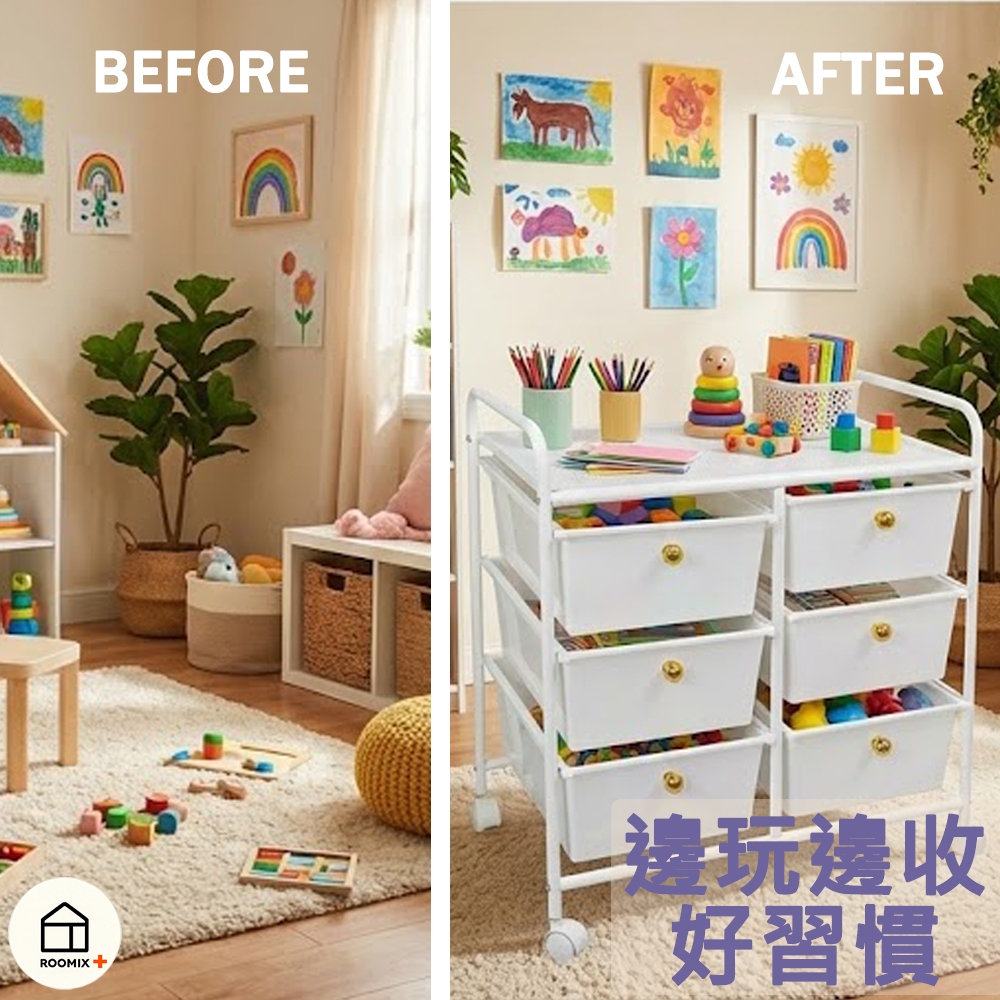 【Roomix】MIT台灣製 韓系純白移動收納車 玩具收納櫃 置物推車 抽屜櫃  (大容量/附輪/免組裝) 嬰兒房收納 居家佈置, , large