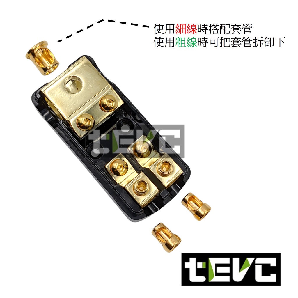 《tevc》ANS A9 一分二 保險絲座 音響 改裝 三進二出 兩路保險絲座 熔絲型 MINI, , large