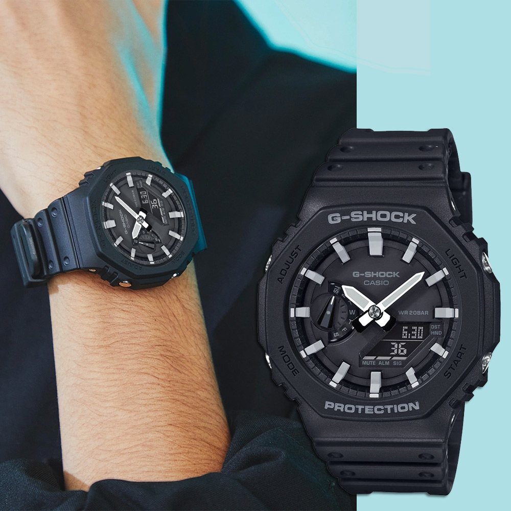 CASIO 卡西歐 G-SHOCK 八角 雙顯 電子錶 GA-2100-1A, , large