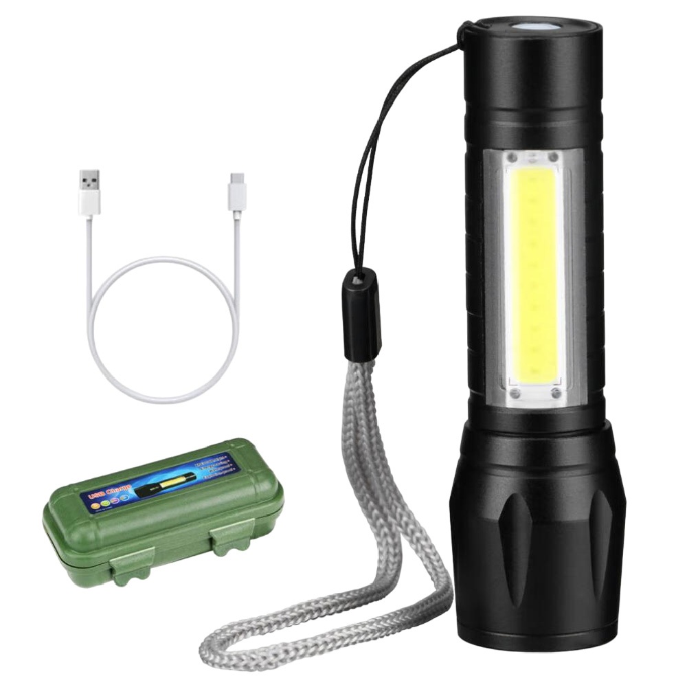 伸縮變焦手電筒 鋁合金手電筒 手電筒 迷你充電手電筒 COB USB充電手電筒  多功能手電筒 探照燈 迷你手電筒, , large