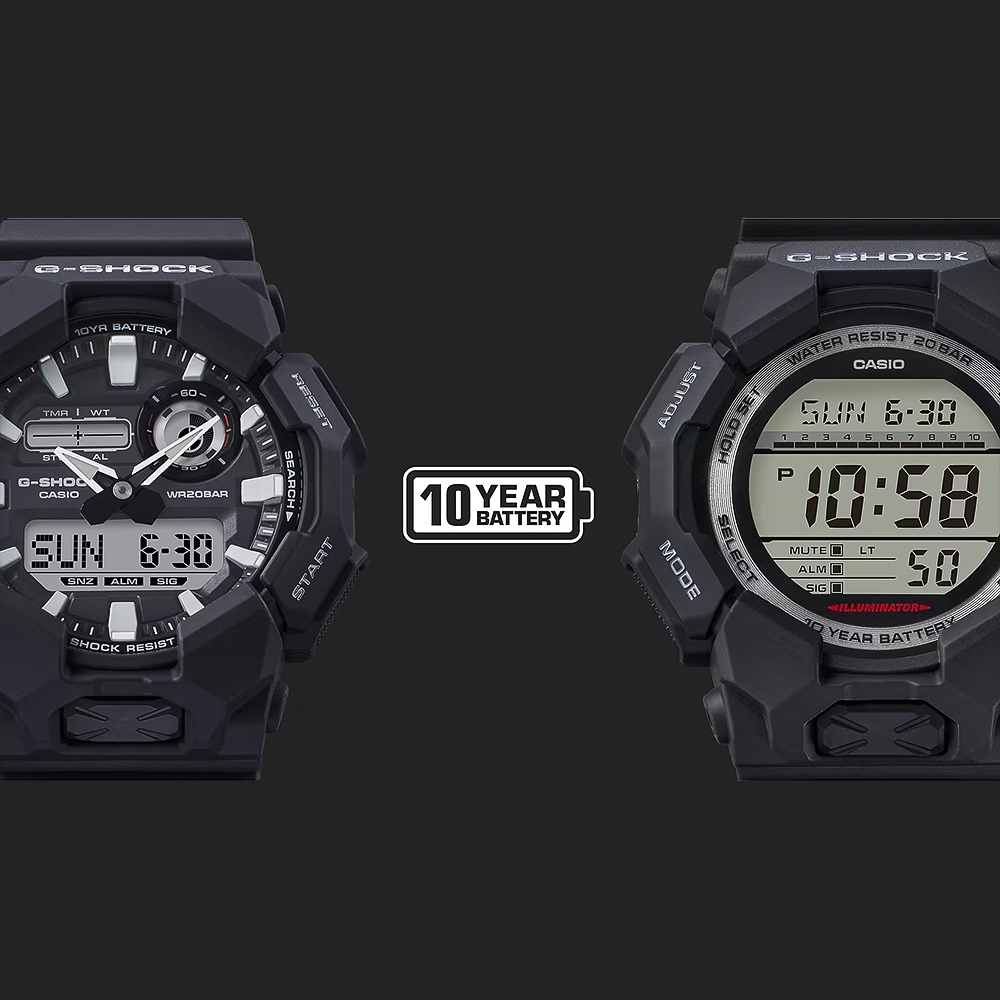 CASIO 卡西歐 G-SHOCK 10年電力雙顯手錶 學生錶 GA-010-1A1, , large