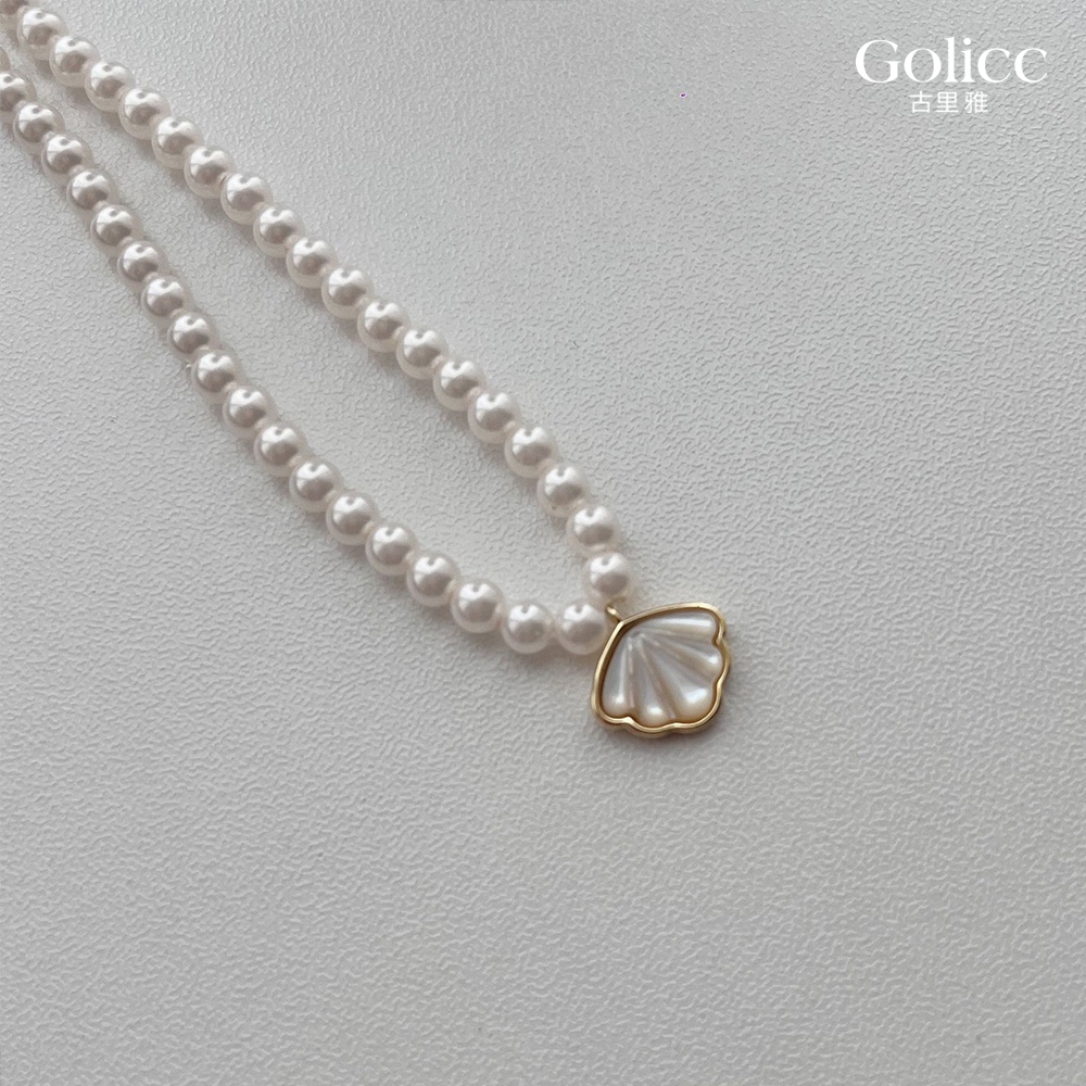 【Gulicc】古莉可 項鍊 貝殼吊墜珍珠鎖骨鍊, , large