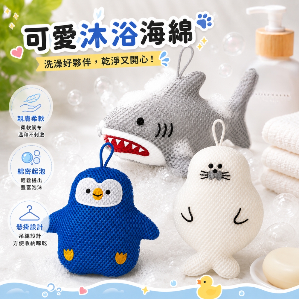 〔本野有限公司〕日本DECOLE沐浴海綿動物造型系列 -2入, , large