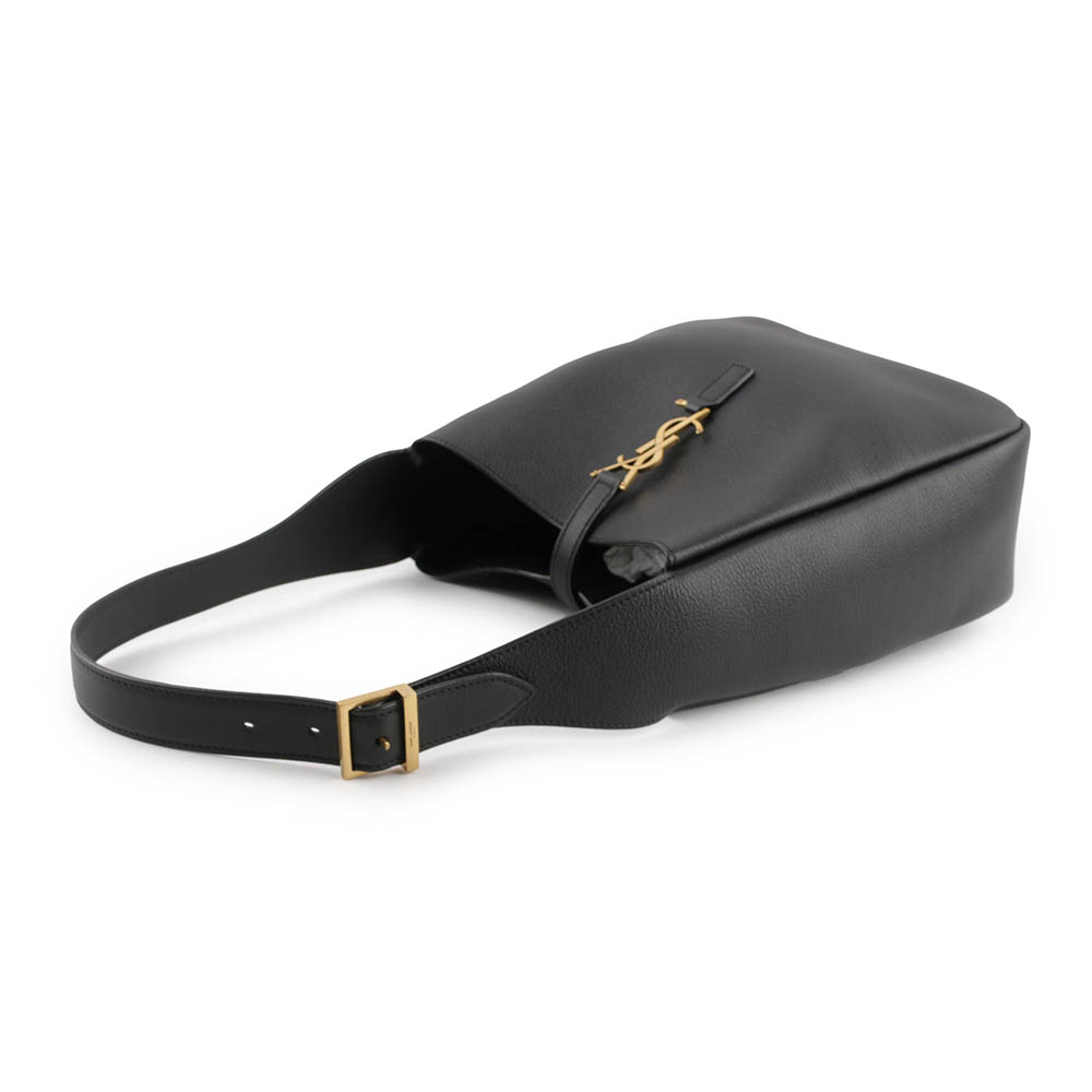 YSL LE 5 A 7 Hobo 小牛皮小款肩背包/黑色, , large