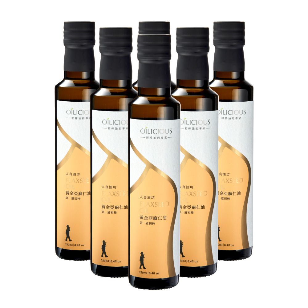 [人良油坊]第一道初榨黃金亞麻仁油250ml x6入組, , large