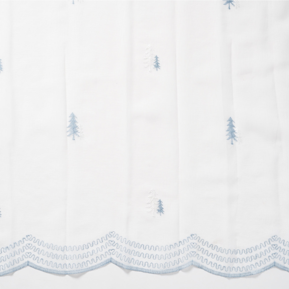 【既成品】窗紗 2片1組 紗簾 雪地冷杉 寬100 高163/208/238cm 台灣製 刺繡 藍色系 可水洗, , large