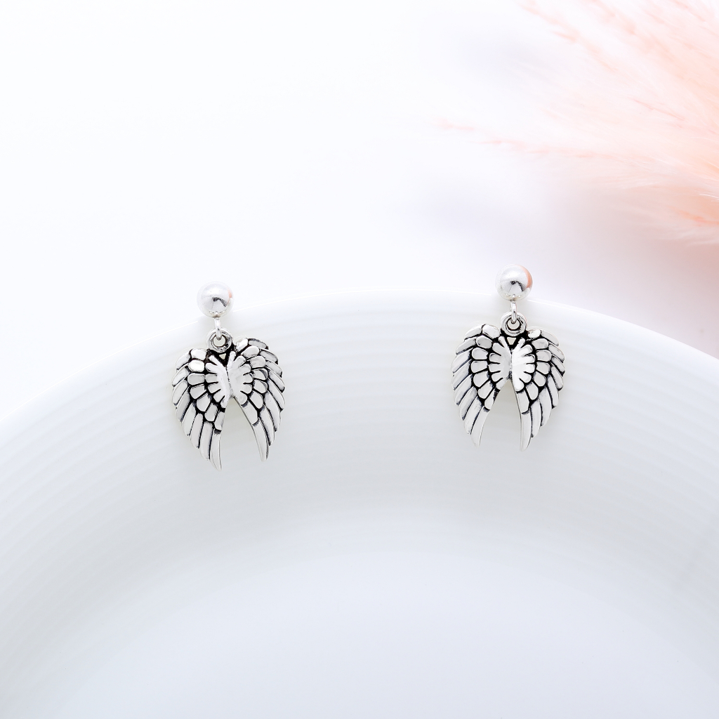 【Angel & Me】Angel Wing 925 sterling silver earrings (changeable ear clips) gift, , large
