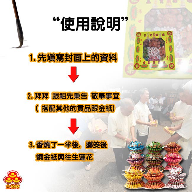 【金發財金紙】台製九轉迷你往生蓮花-2入組(金紙 -清明 普渡超渡法會必用), , large