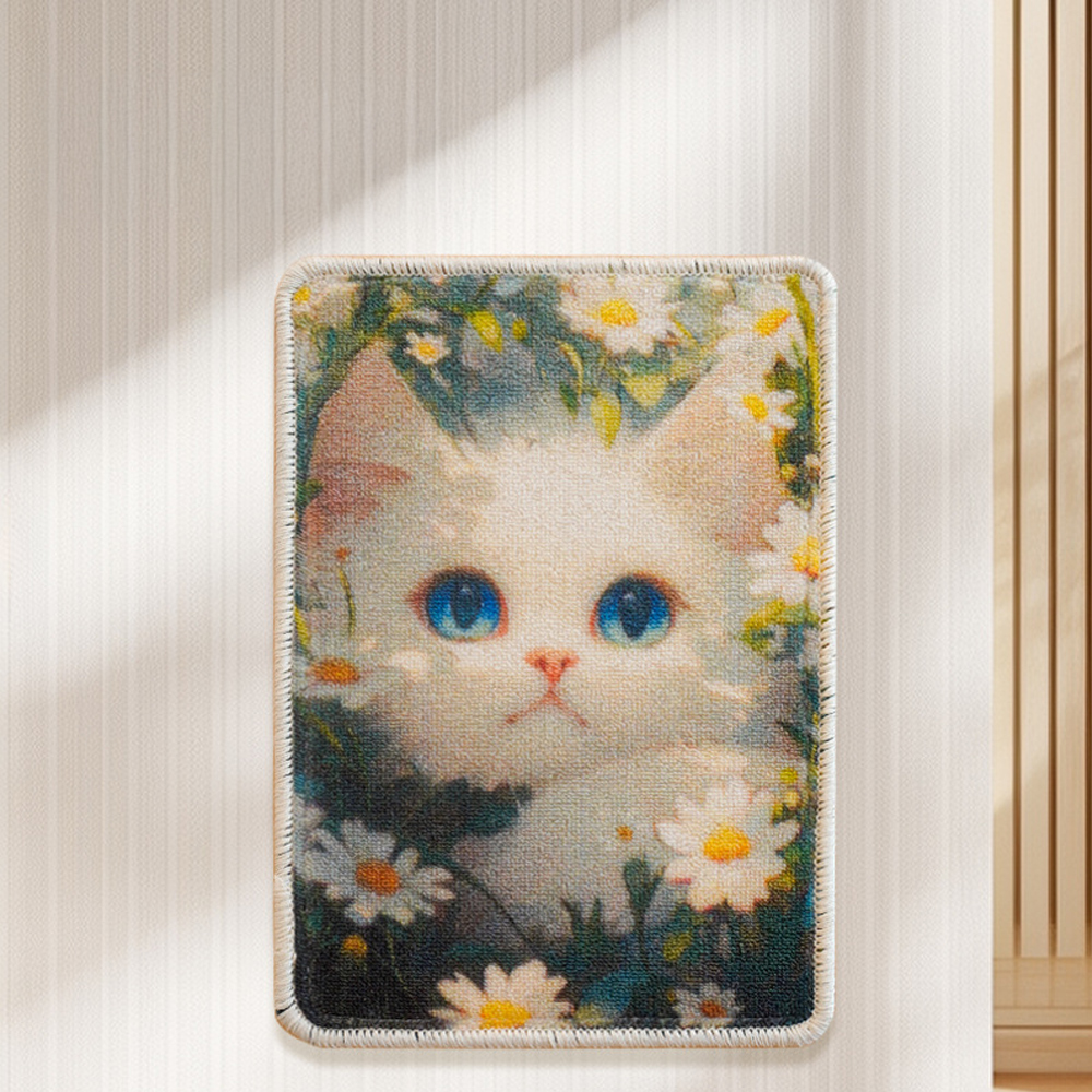 貼式貓抓板【花叢小貓】 貓玩具 貓抓墊 貓奴 不易掉屑 貓抓板 一撕即貼 寵物用品 牆貼貓抓墊 背膠黏貼 貓咪磨爪, , large