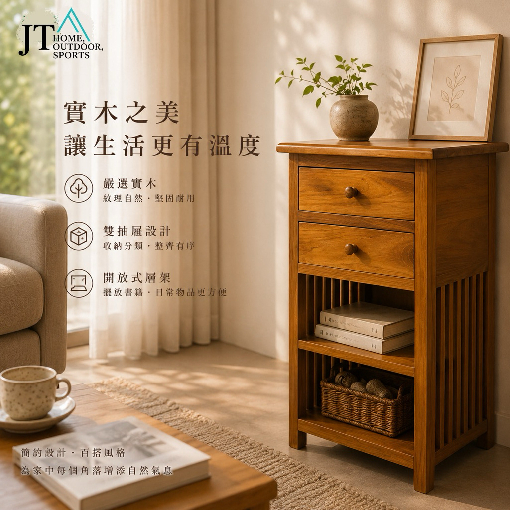 實木櫃，柚木櫃，2抽小櫃，花台，電話桌，風水台 40*30*76公分, , large